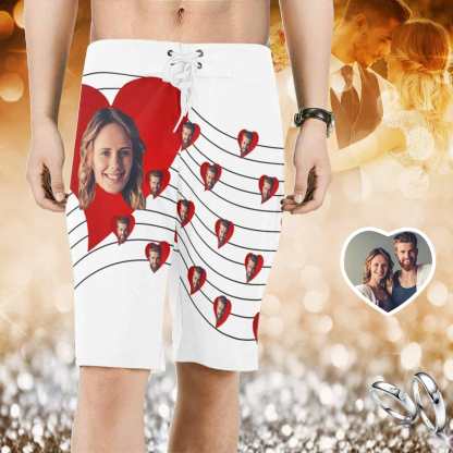 Custom Custom Couple Face Men's Beach Shorts - YesCustom