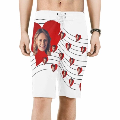Custom Custom Couple Face Men's Beach Shorts - YesCustom