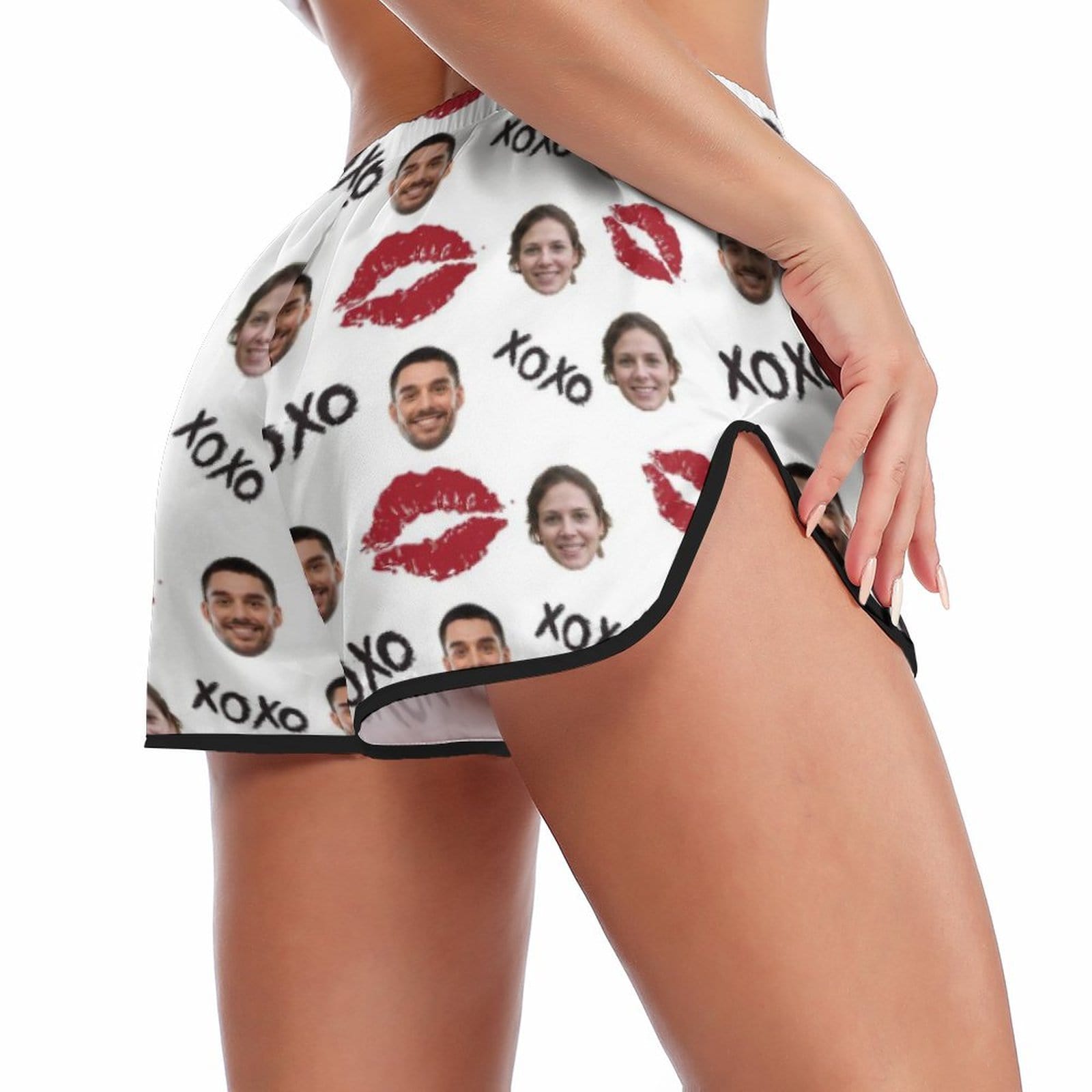 Custom Custom Couple Face Pajamas Red Lips Sleepwear Personalized Women's Sexy Cami Pajamas Set - YesCustom