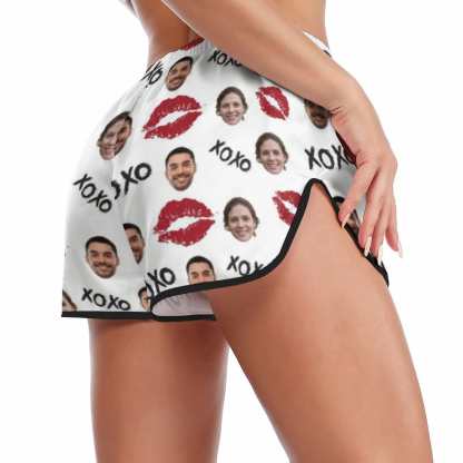 Custom Custom Couple Face Pajamas Red Lips Sleepwear Personalized Women's Sexy Cami Pajamas Set - YesCustom