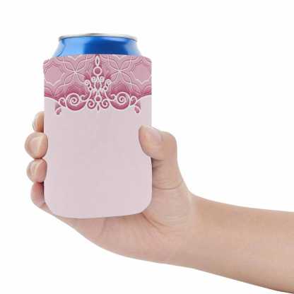 Custom Custom Couple Face Pink Background Can Cooler Wedding Koozies Personalized Can Cooler DIY Cooler for Parties Weddings Events - YesCustom