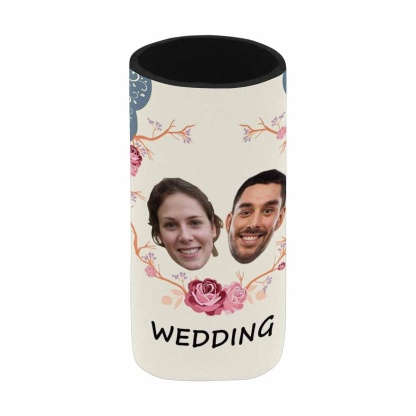 Custom Custom Couple Face Rose Can Cooler Wedding Koozies Personalized Can Cooler Reusable DIY Cooler for Parties Weddings Events - YesCustom