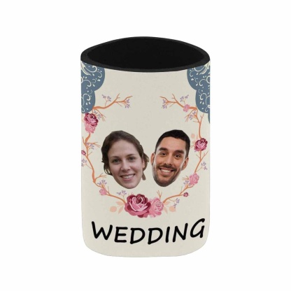 Custom Custom Couple Face Rose Can Cooler Wedding Koozies Personalized Can Cooler Reusable DIY Cooler for Parties Weddings Events - YesCustom