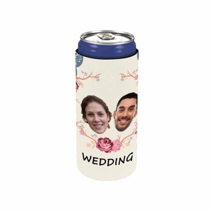 Custom Custom Couple Face Rose Can Cooler Wedding Koozies Personalized Can Cooler Reusable DIY Cooler for Parties Weddings Events - YesCustom
