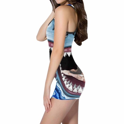 Custom Custom Couple Face Shark Women's One Piece Boyleg Swimsuit - YesCustom