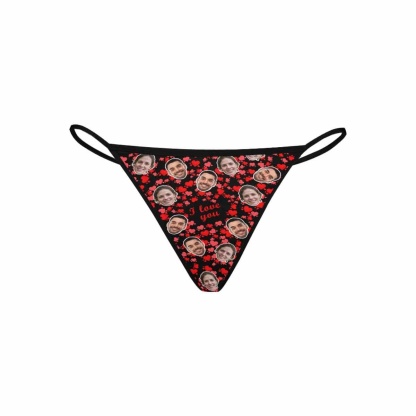 Custom Custom Couple Face Thongs Underwear Personalized Red Love Women's G-String Panties Honeymoon Gift Valentine's Day Gift - YesCustom