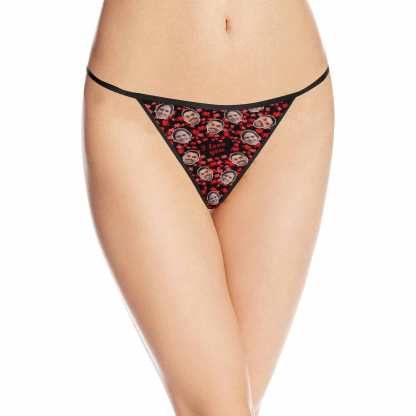 Custom Custom Couple Face Thongs Underwear Personalized Red Love Women's G-String Panties Honeymoon Gift Valentine's Day Gift - YesCustom