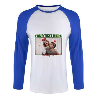 Custom Custom Couple Face Three Quarter Sleeve T-Shirt Multiple Colors Men's Casual Basic Soft Sports Raglan Baseball Tee Shirts For Christmas - YesCustom