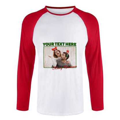 Custom Custom Couple Face Three Quarter Sleeve T-Shirt Multiple Colors Men's Casual Basic Soft Sports Raglan Baseball Tee Shirts For Christmas - YesCustom