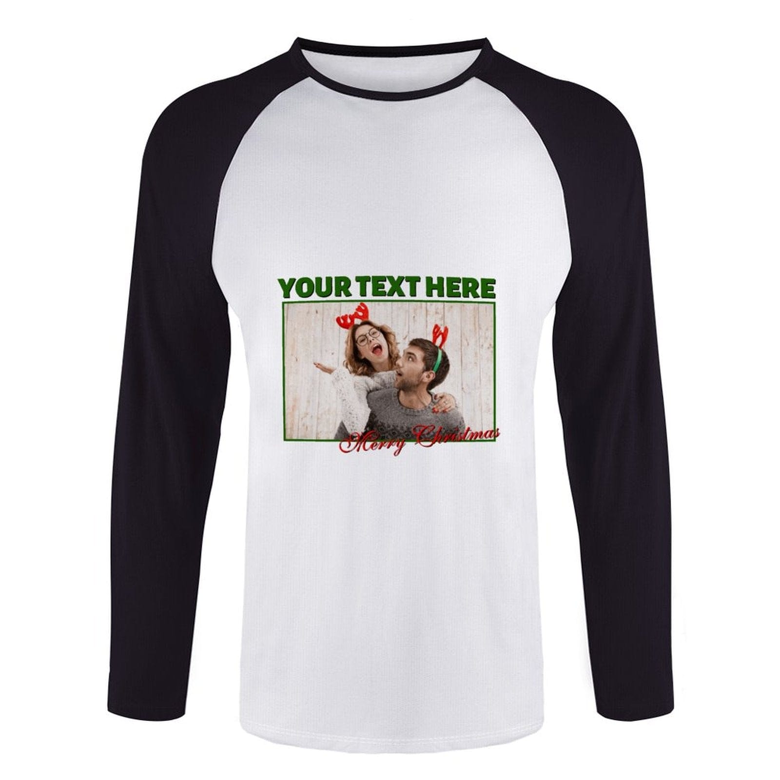Custom Custom Couple Face Three Quarter Sleeve T-Shirt Multiple Colors Men's Casual Basic Soft Sports Raglan Baseball Tee Shirts For Christmas - YesCustom