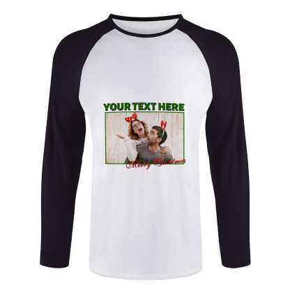 Custom Custom Couple Face Three Quarter Sleeve T-Shirt Multiple Colors Men's Casual Basic Soft Sports Raglan Baseball Tee Shirts For Christmas - YesCustom