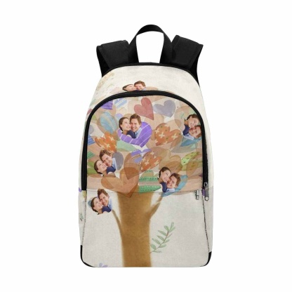 Custom Custom Couple Face Tree of Love Heart Backpack - YesCustom