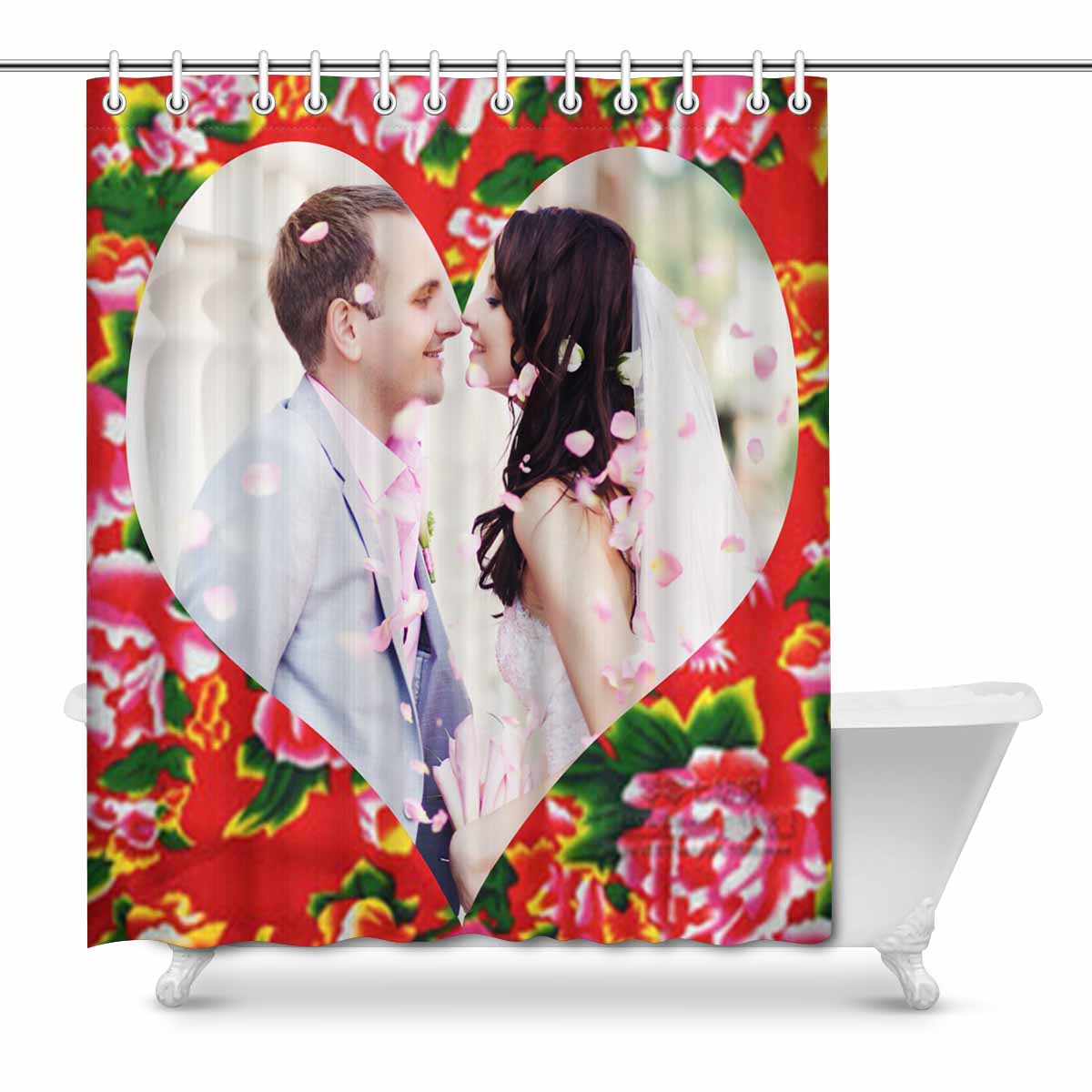 Custom Custom Couple Flower Shower Curtain 66"x72" - YesCustom