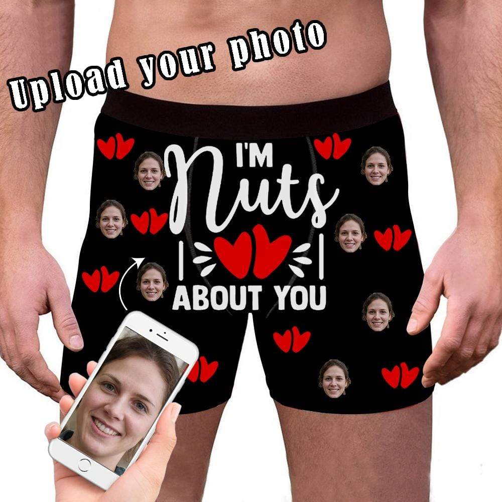 Custom Custom Couple Matching Briefs I'm Nuts About You Personalized Face Underwear For Couple Valentine's Day Gift - YesCustom