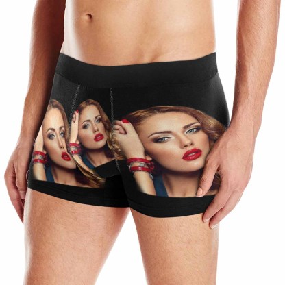 Custom Custom Couple Matching Briefs with Face Personalized Photo Underwear Made For Couple Valentine's Day Gift - YesCustom