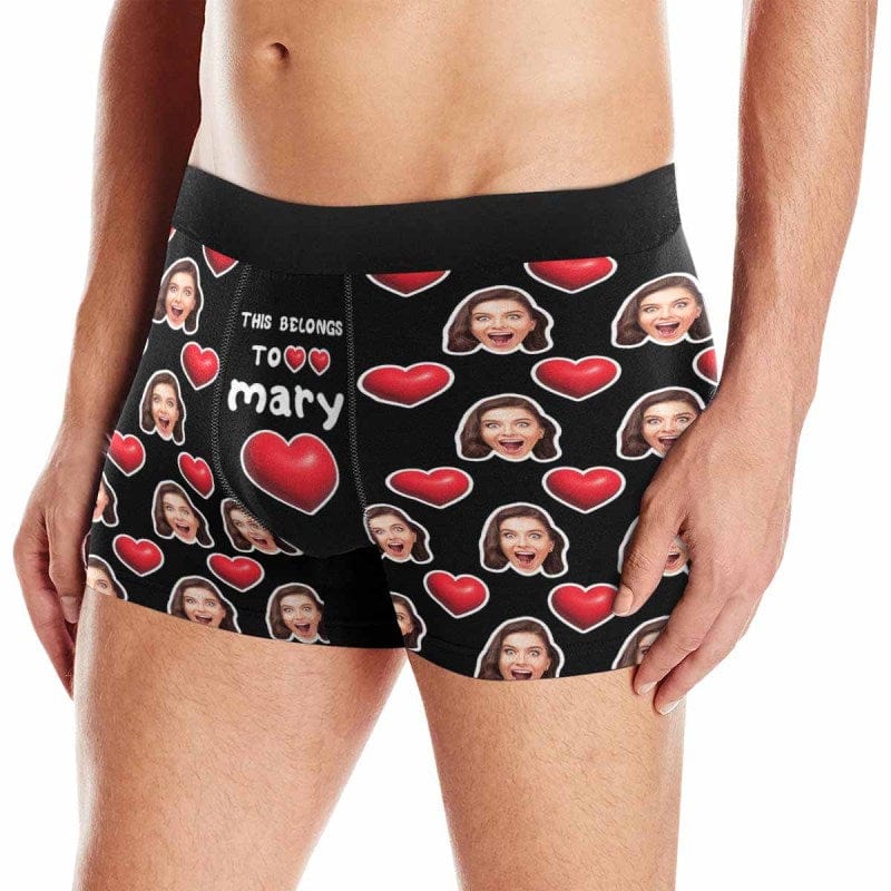 Custom Custom Couple Matching Lingerie Briefs with Face&Name Belongs to You Personalized Photo Underwear For Couple Valentine's Day Gift - YesCustom