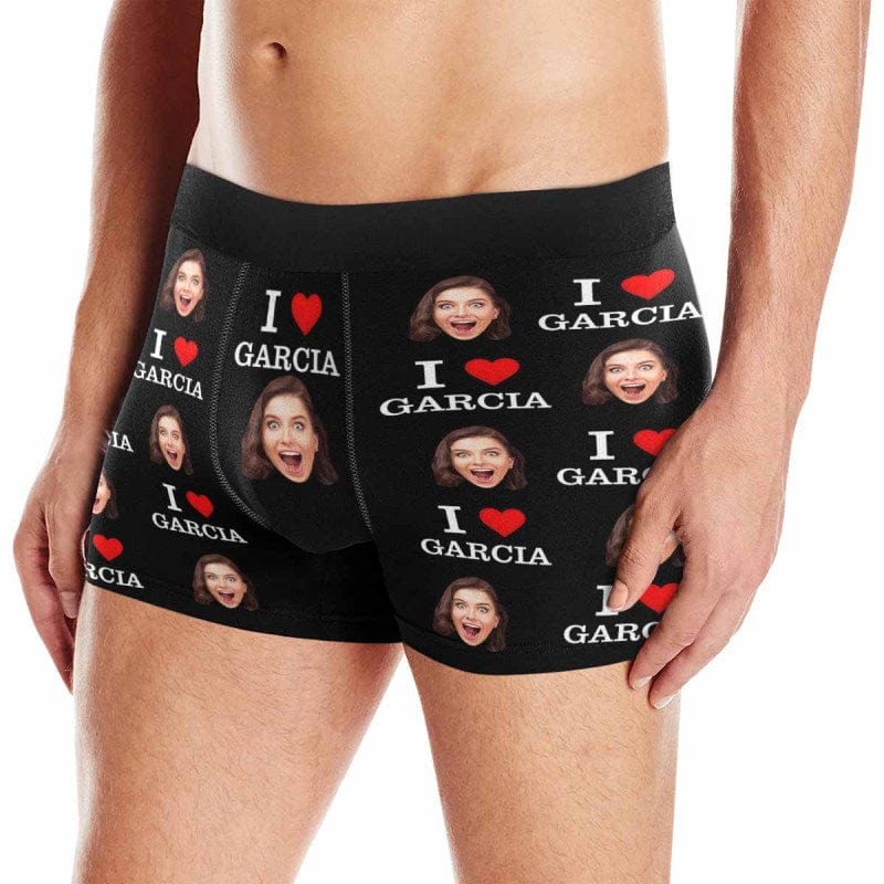Custom Custom Couple Matching Lingerie Briefs with Face&Name I Love You Personalized Photo Underwear For Couple Valentine's Day Gift - YesCustom