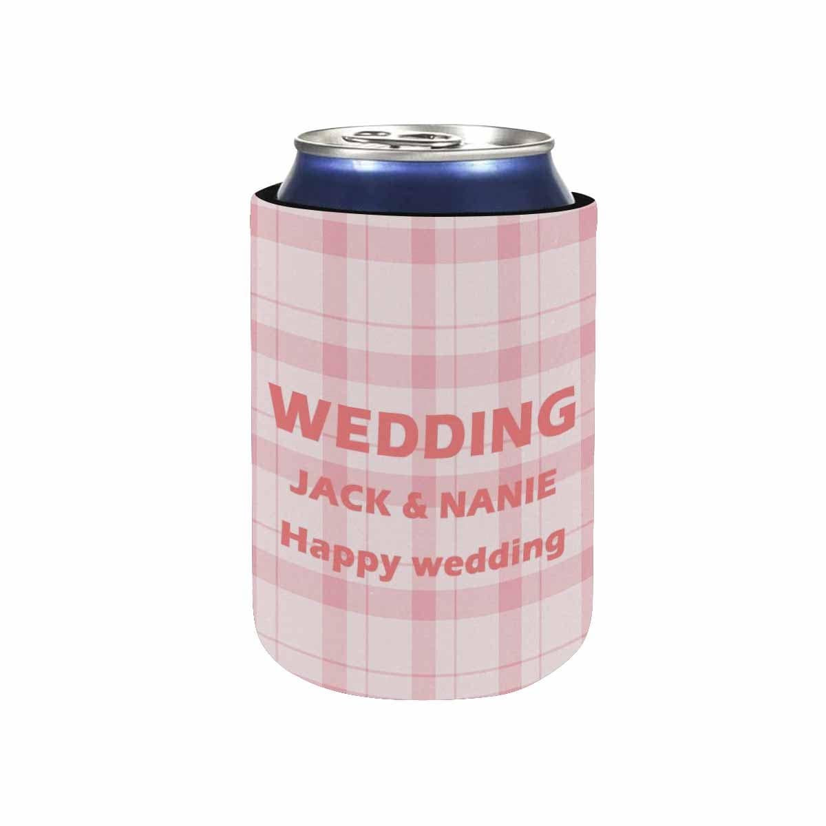 Custom Custom Couple Name Pink Plaid Can Cooler Wedding Koozies Personalized Can Cooler DIY Cooler for Parties Weddings Events - YesCustom