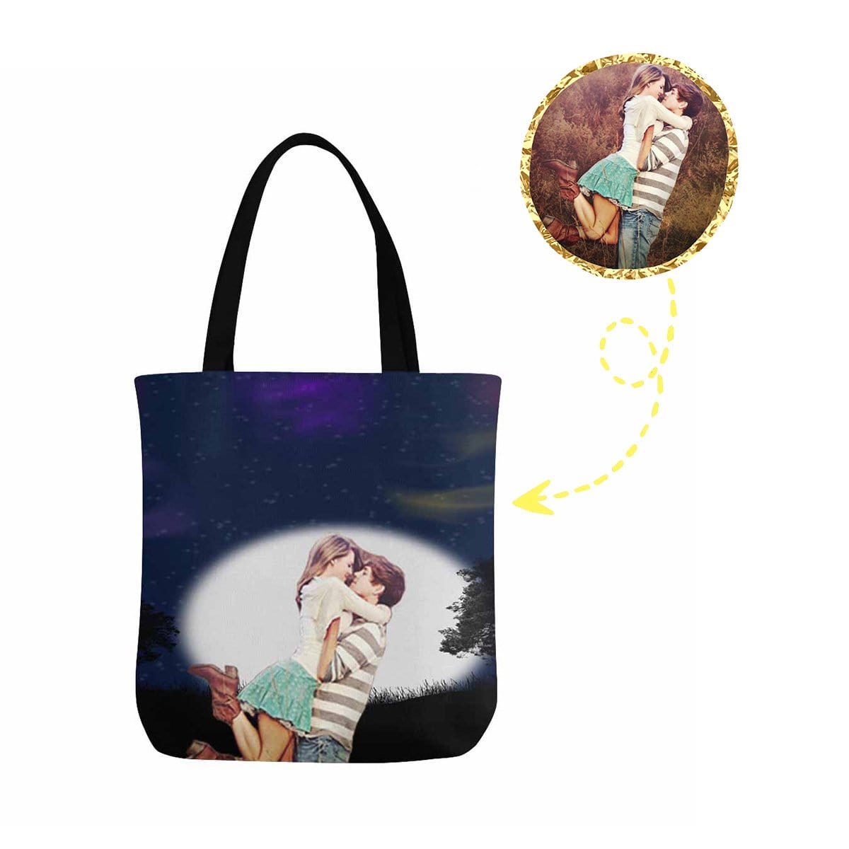 Custom Custom Couple Night Canvas Tote Bag - YesCustom