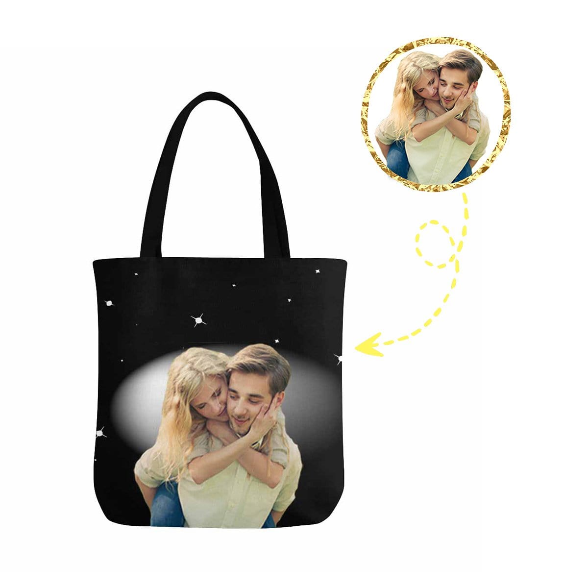 Custom Custom Couple Night Sky Canvas Tote Bag - YesCustom