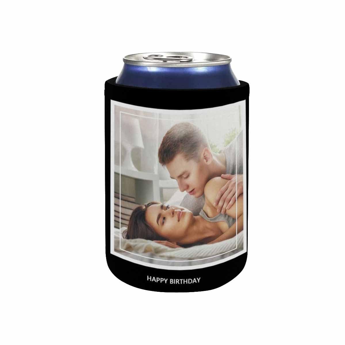 Custom Custom Couple Photo Black Can Cooler Wedding Koozies Personalized Can Cooler DIY Cooler for Parties Weddings Events - YesCustom
