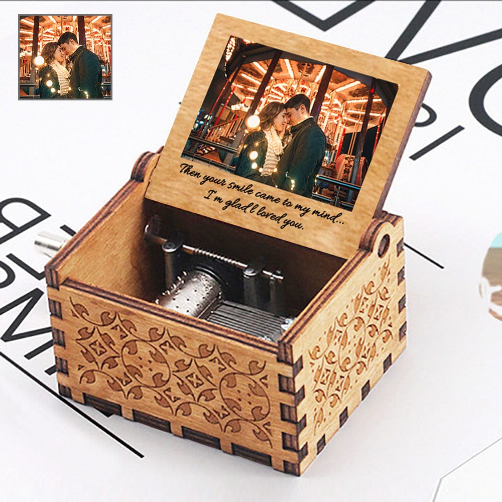 Custom Custom Couple Photo Wooden Music Box Put Your Picture on Music Box - YesCustom