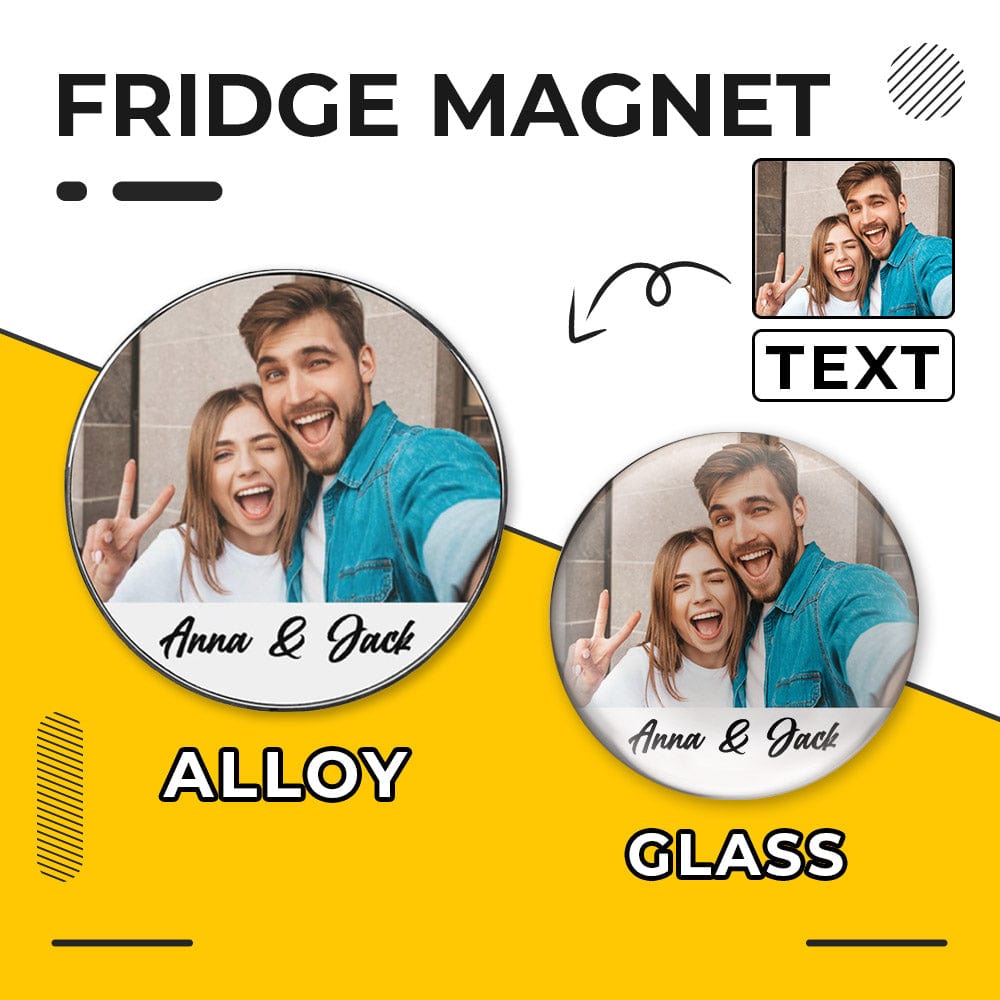 Custom Custom Couple Photo&Name Refrigerator Magnetic and Glass Sticker Round Shape Waterproof Personalized Fridge Magnets Beautiful Decorative Home Kitchen Magnet - YesCustom