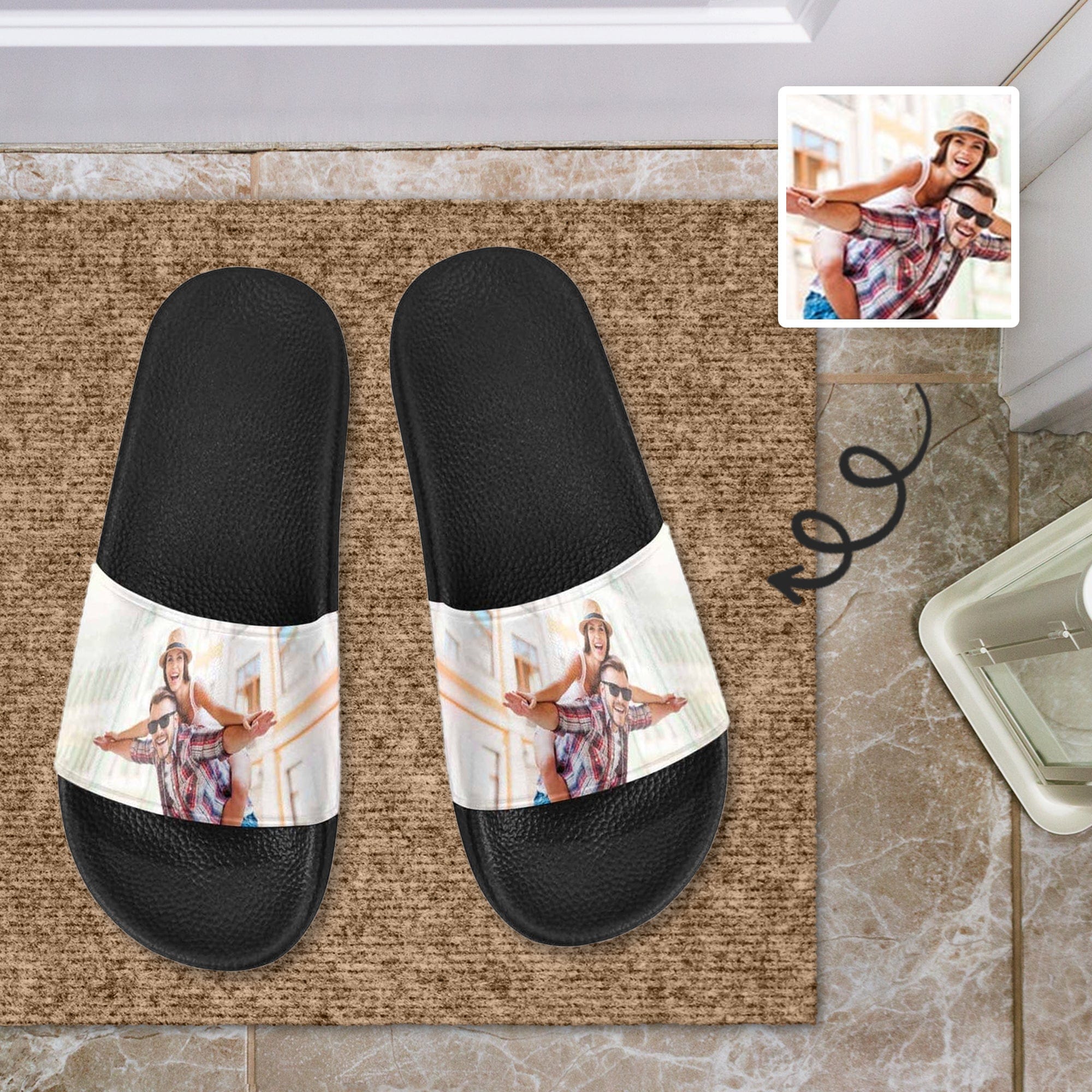 Custom Custom Couple's Photo Women's Slide Sandals - YesCustom