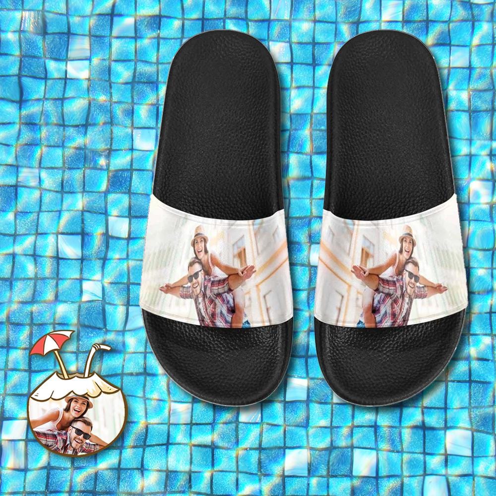Custom Custom Couple's Photo Women's Slide Sandals - YesCustom
