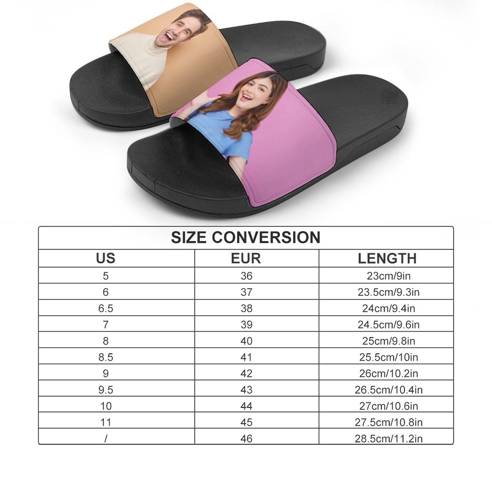 Custom Custom Couple's Two Photo Unisex Slide Sandals For Holiday Gifts - YesCustom