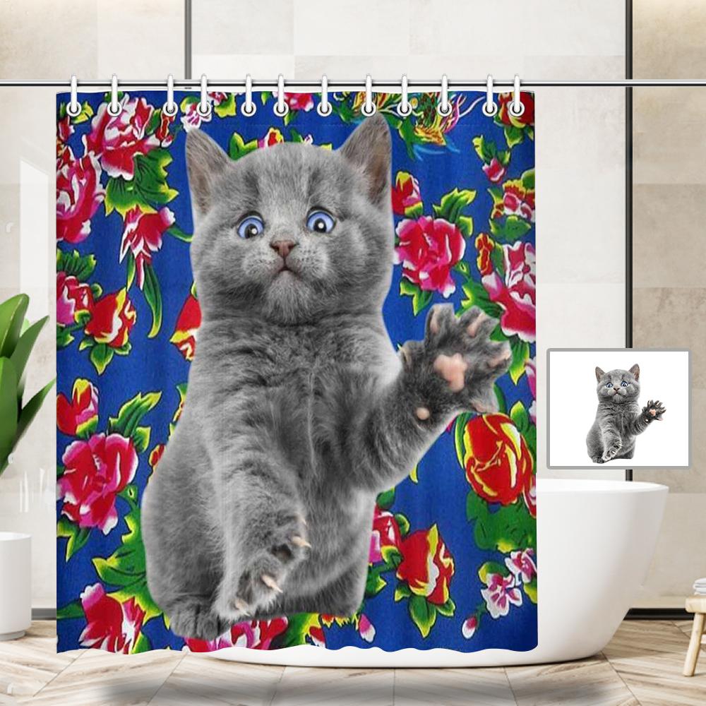 Custom Custom Cute Pet Shower Curtain 66"x72" - YesCustom