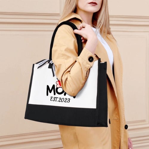 Custom Custom Date Bears Mom Canvas Shoulder Tote Bag Embroidery Personalized Environmental Protection Handbag Mom Tote Bag Mommy Bag Mom Gift - YesCustom