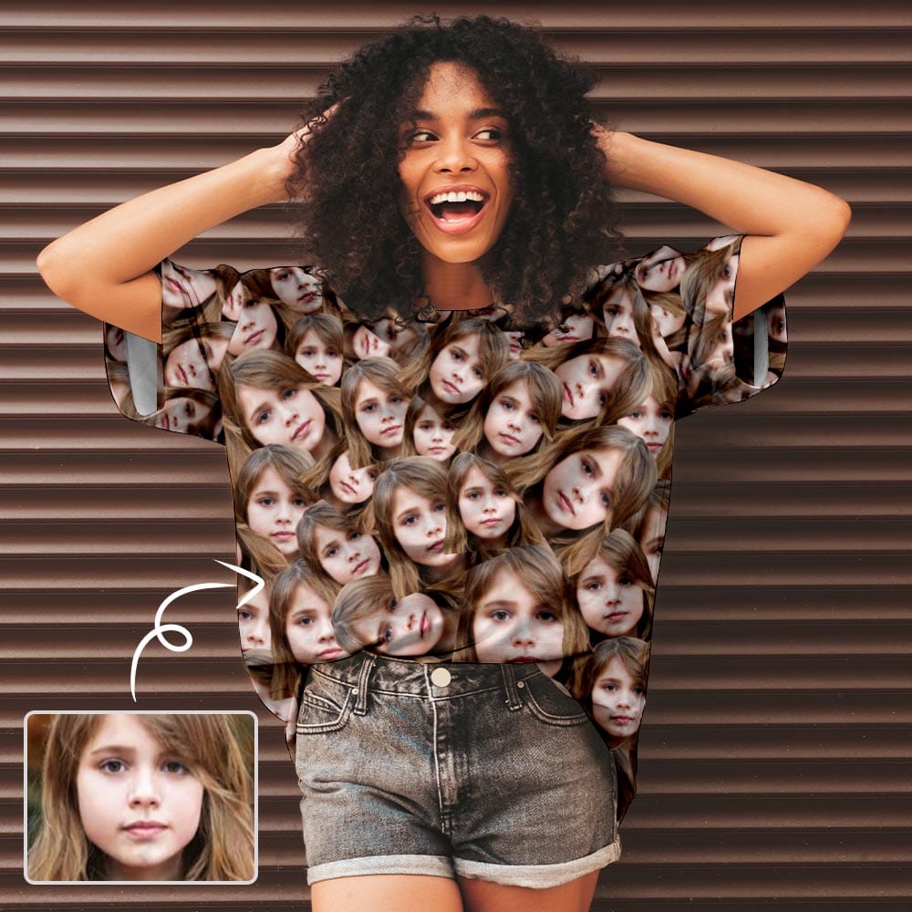 Custom Custom Daughter Face Shirt Women's All Over Print T-shirt Design Your Own Shirts Gift for Mum - YesCustom