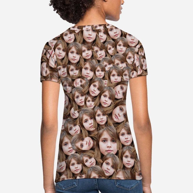 Custom Custom Daughter Face Shirt Women's All Over Print T-shirt Design Your Own Shirts Gift for Mum - YesCustom