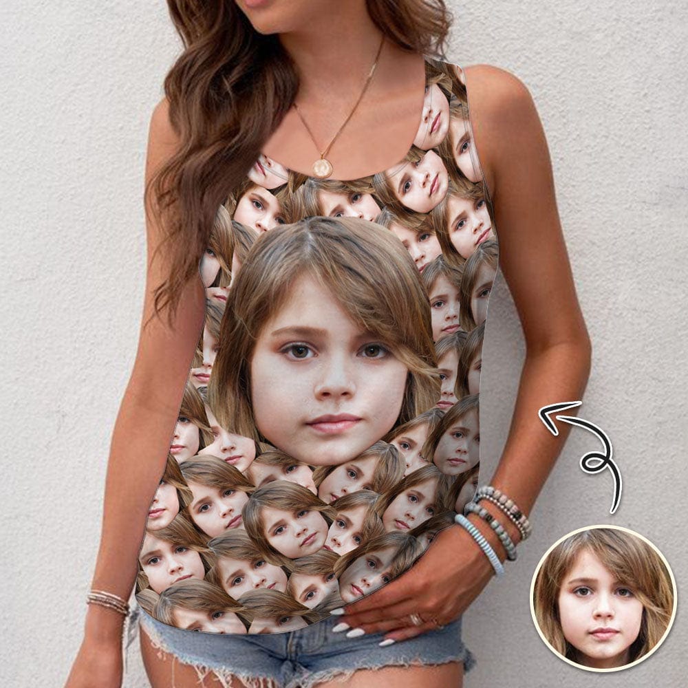 Custom Custom Daughter Face Tops Personalized Women's All Over Print Tank Tops for Her - YesCustom