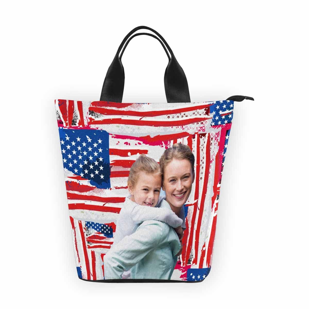 Custom Custom Daughter&Mom USA Flag Nylon Lunch Bag - YesCustom