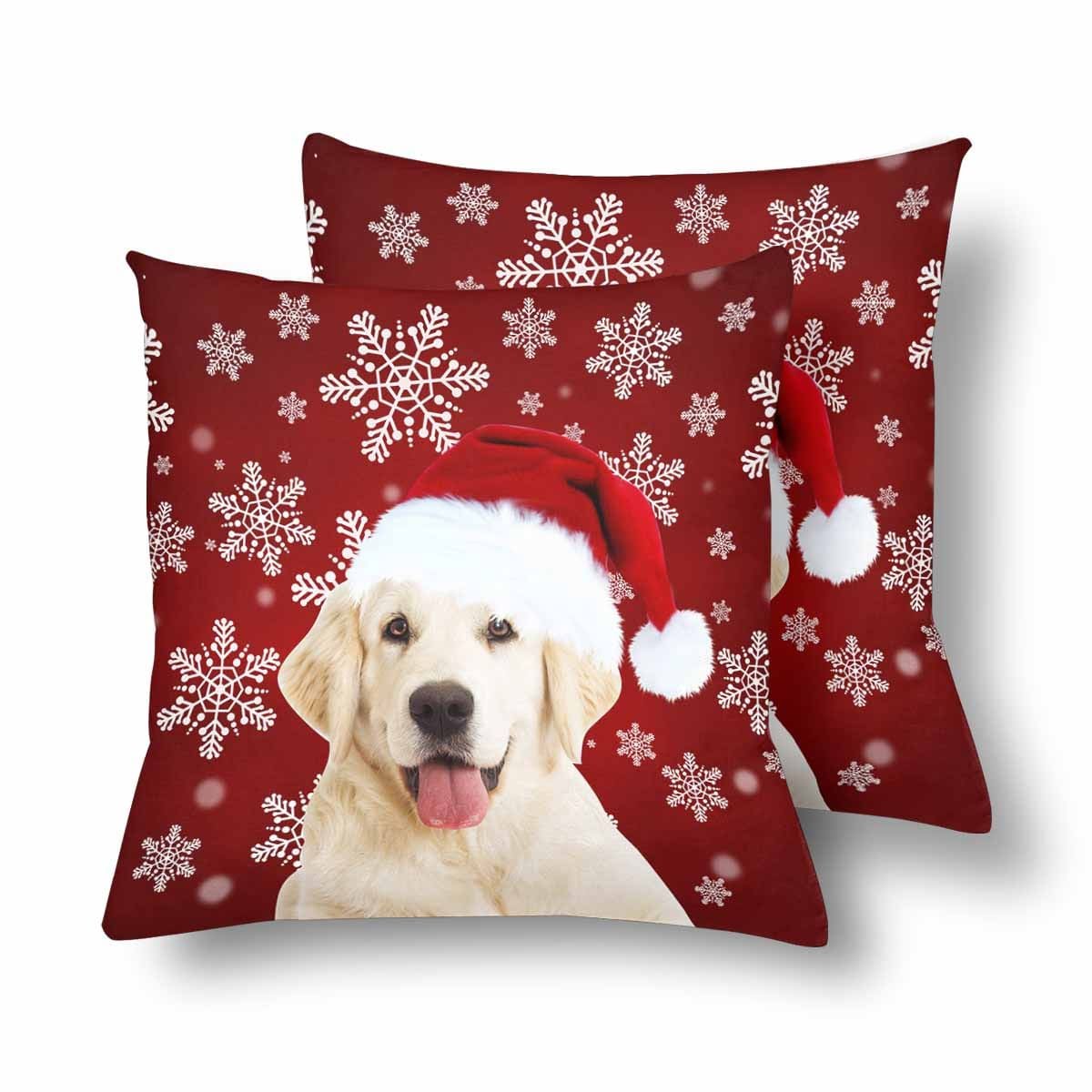 Custom Custom Dog Christmas Snowflake Throw Pillow Cover Personalized Pet Pillowcase - YesCustom