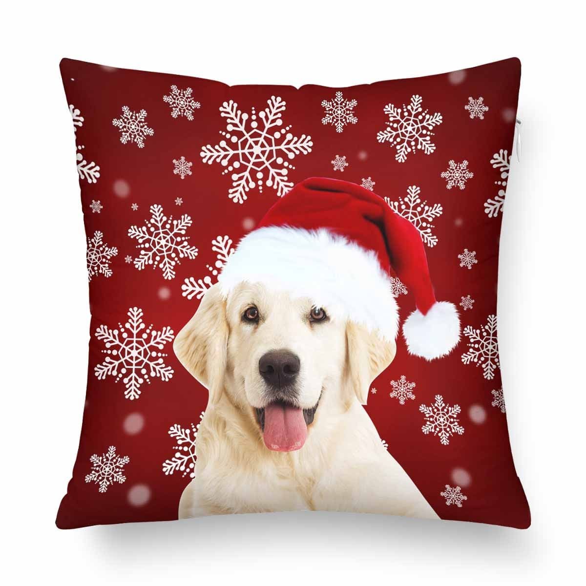 Custom Custom Dog Christmas Snowflake Throw Pillow Cover - YesCustom