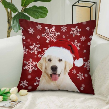 Custom Custom Dog Christmas Snowflake Throw Pillow Cover - YesCustom