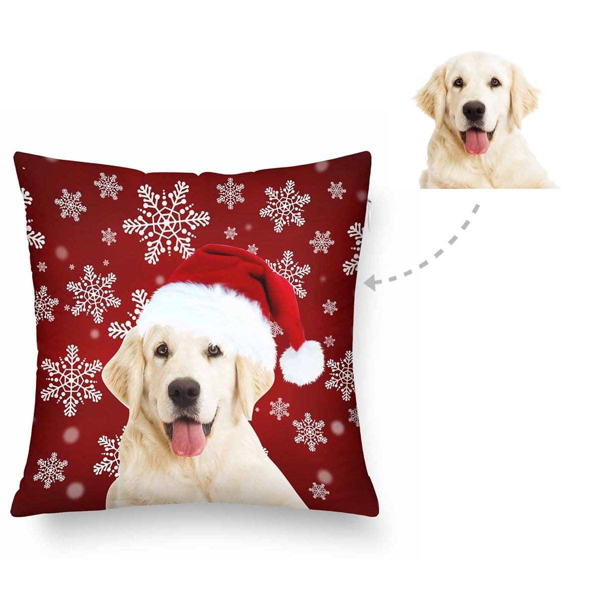 Custom Custom Dog Christmas Snowflake Throw Pillow Cover - YesCustom