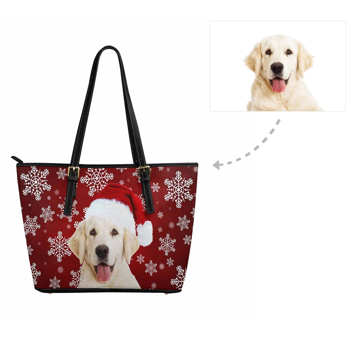 Custom Custom Dog Christmas Snowflake Women's Tote Bag - YesCustom