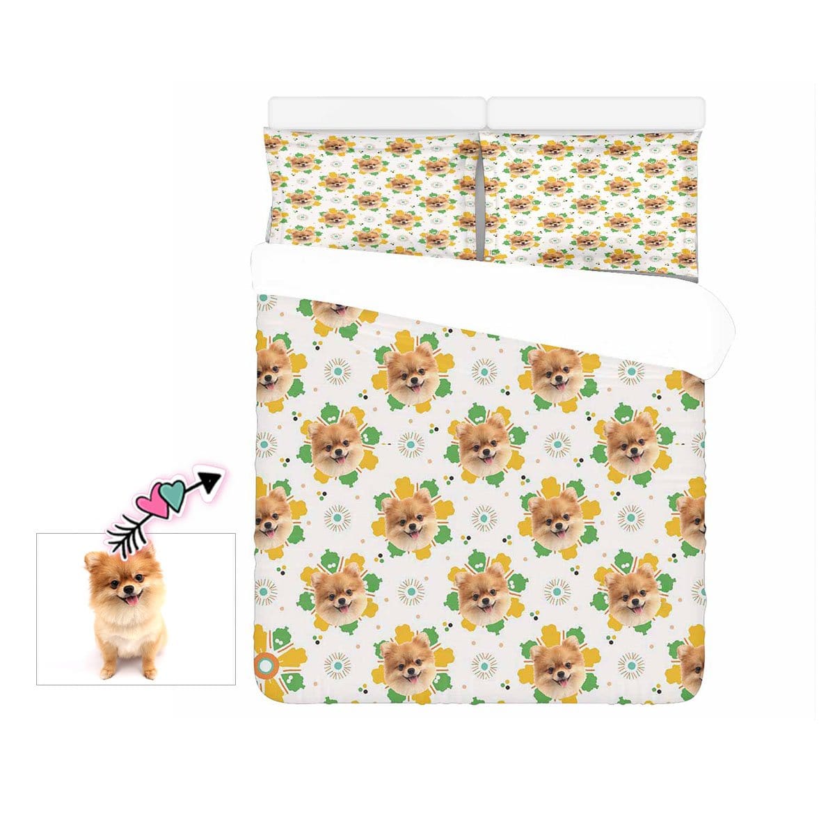 Custom Custom Dog Face 3-Piece Bedding Set - YesCustom