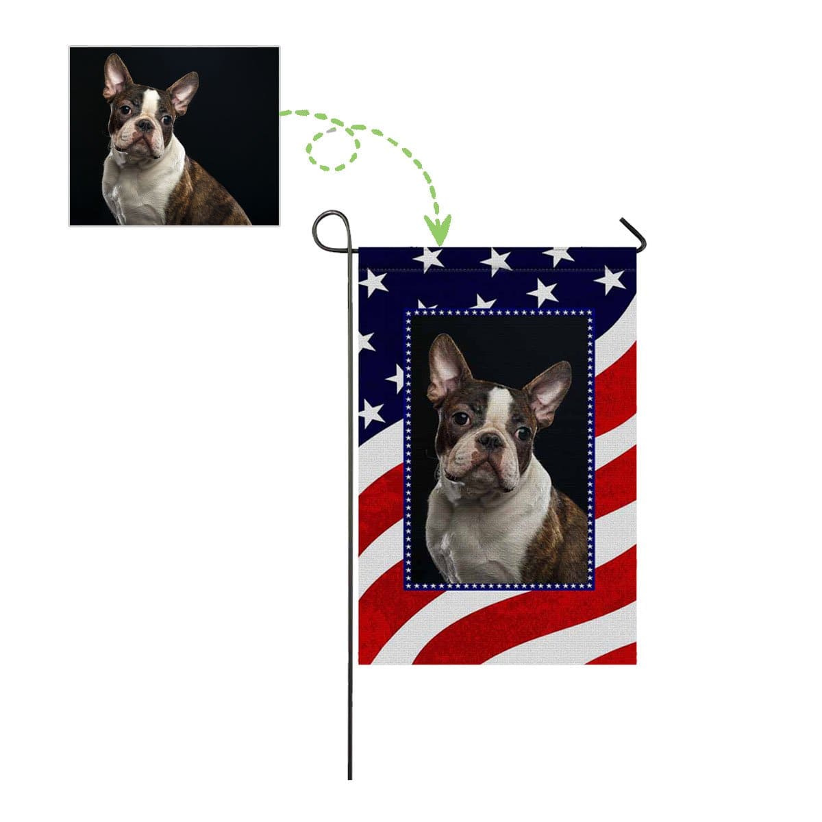 Custom Custom Dog Face American Flag Garden Flag - YesCustom