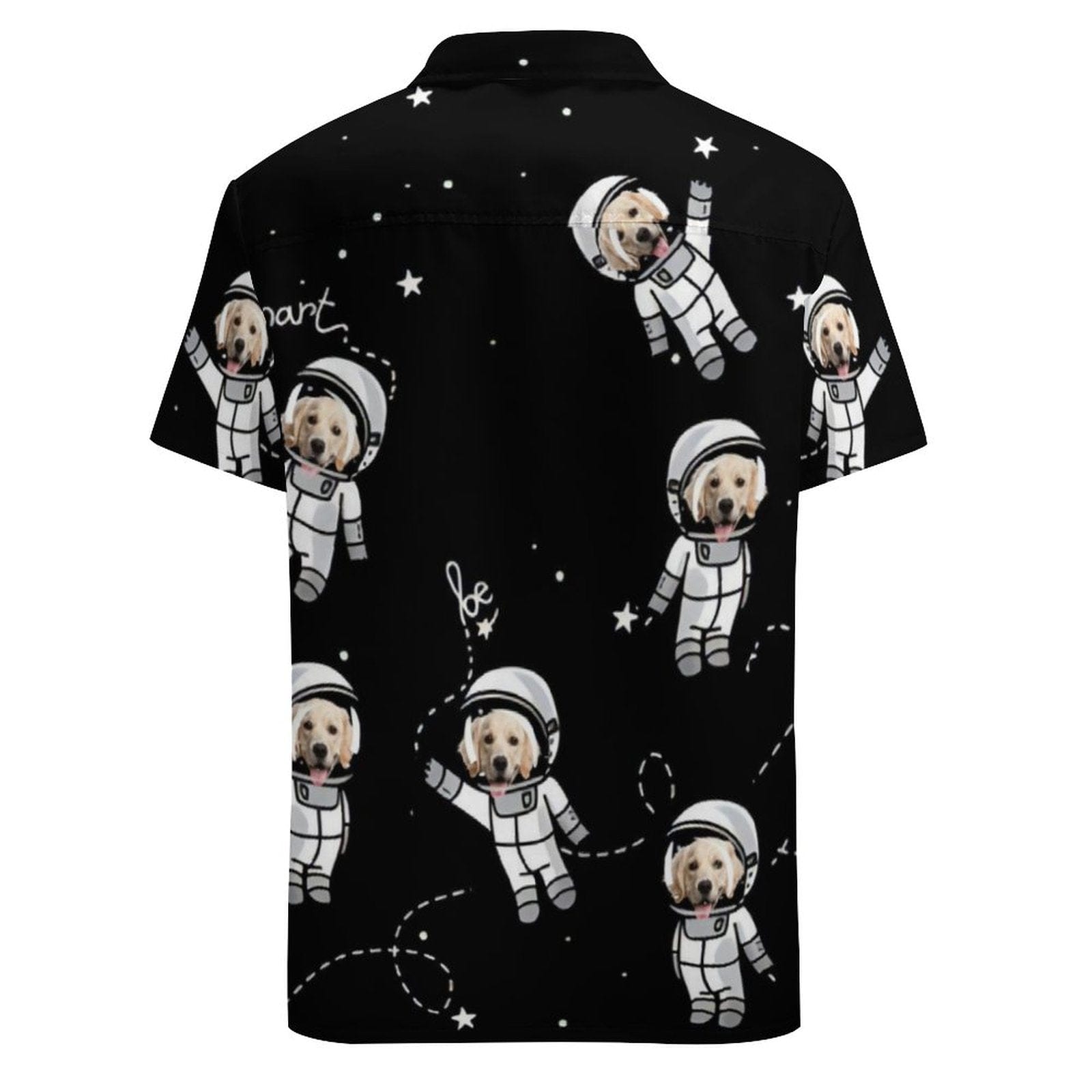 Custom Custom Dog Face Astronaut Black Shirt Men Front Pocket Beach Shortsleeve Pocket Hawaiian Shirt Boyfriend Gift For Him - YesCustom