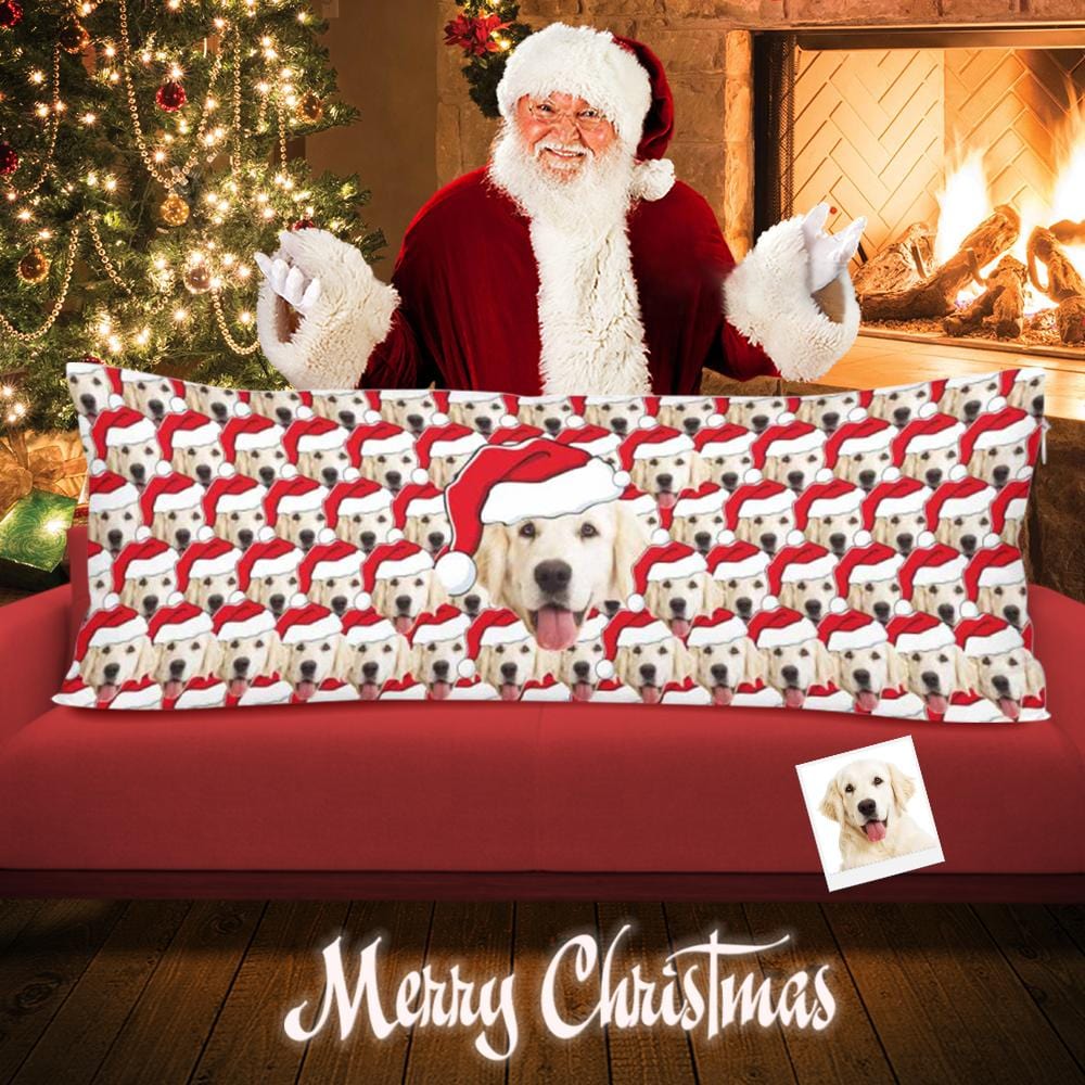 Custom Custom Dog Face Christmas Body Pillow Case Personalized Pillow Cover 20"x54" - YesCustom