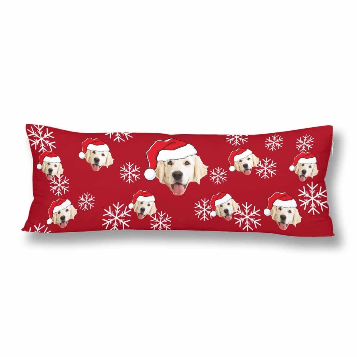 Custom Custom Dog Face Christmas Red Body Pillow Case Personalized Pillow Cover 20"x54" - YesCustom