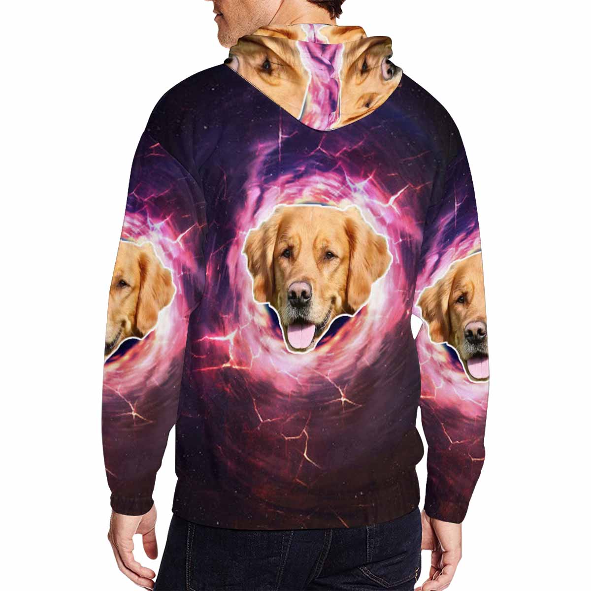 Custom Custom Dog Face Full Zip Hoodie Design Purple Magic Men's All Over Print Hoodie with Pet Photo - YesCustom