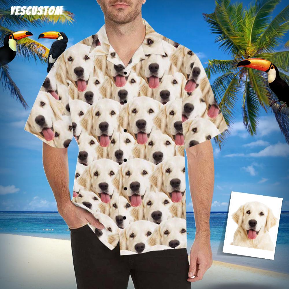 Custom Custom Dog Face Hawaiian Shirt Seamless Dog Create Your Own Shirt for Husband/Boyfriend - YesCustom