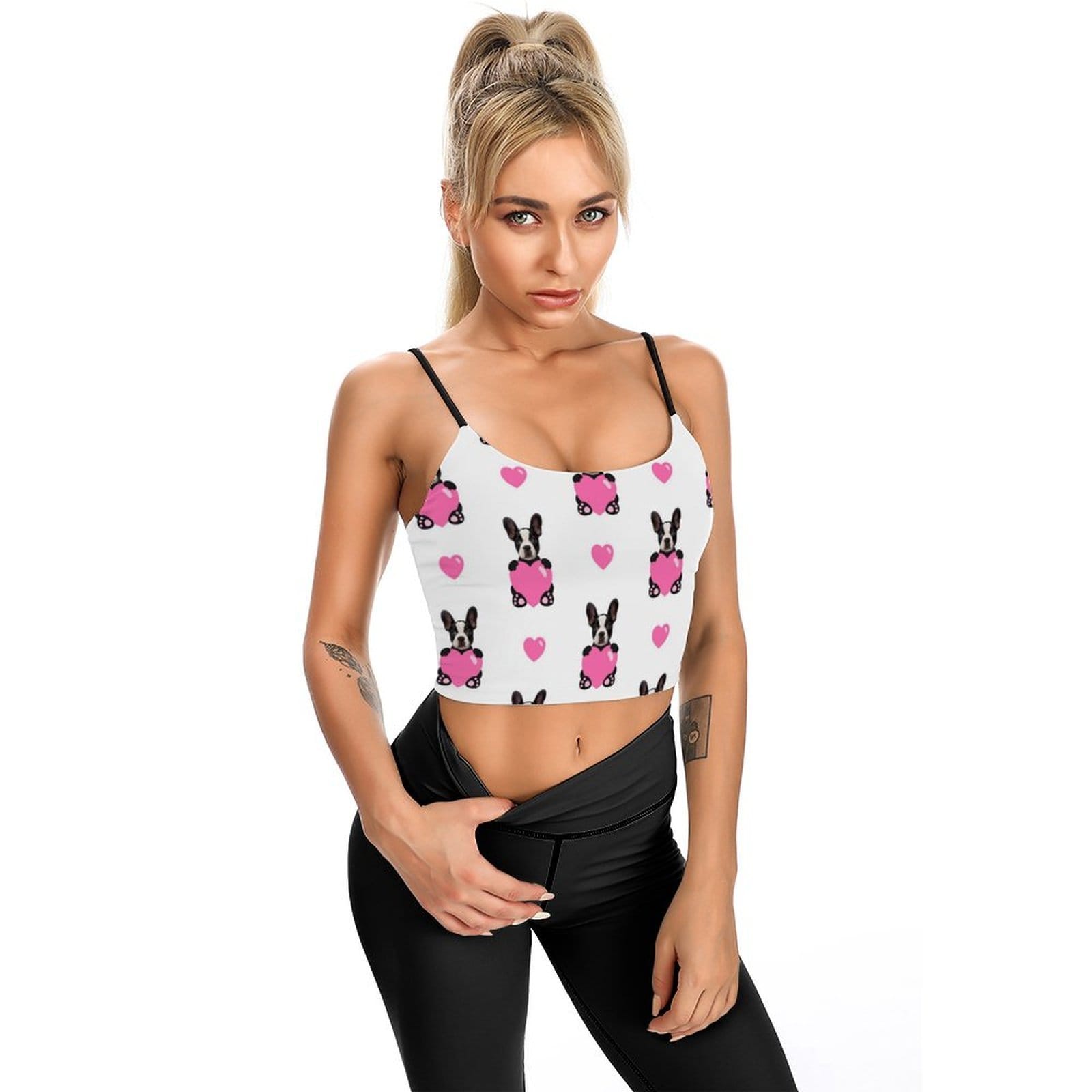 Custom Custom Dog Face Hug Love Women's Crop Camisole Top (With Chest Pad) - YesCustom