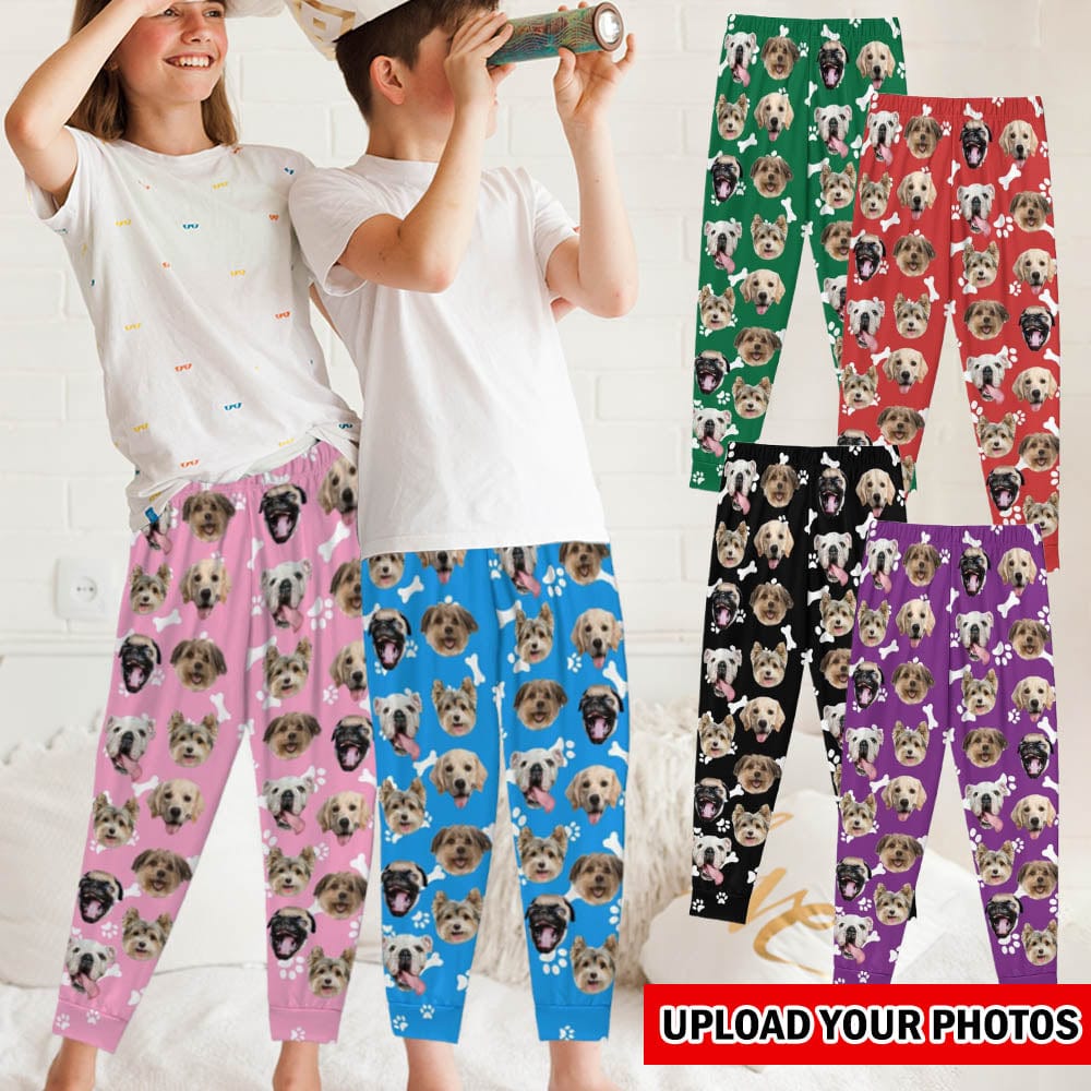 Custom Custom Dog Face Kid's Long Pajama Pants Best Christmas Gifts for Children - YesCustom